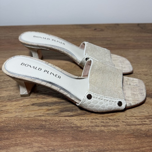 Donald J. Pliner Shoes - Donald J. Pliner Women's Beige and White Heeled Sandals, Size 7